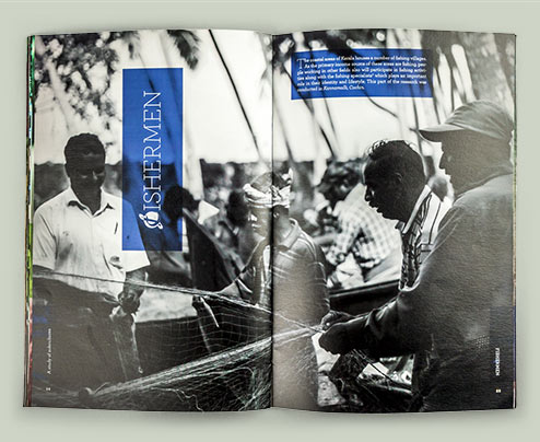 Photo essay book spread - Fishermen